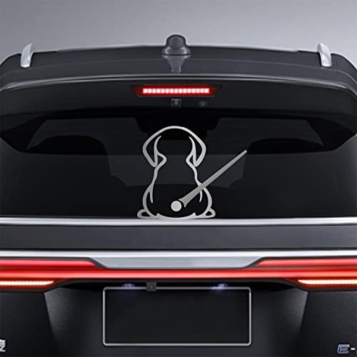 Dreothy Dog Decals, Waterproof Rear Wiper Decal Cartoon Funny Dog Moving Tail Stickers for Car Rear Windshield Wiper Decal Vinyl Stickers (Brushed Silver)