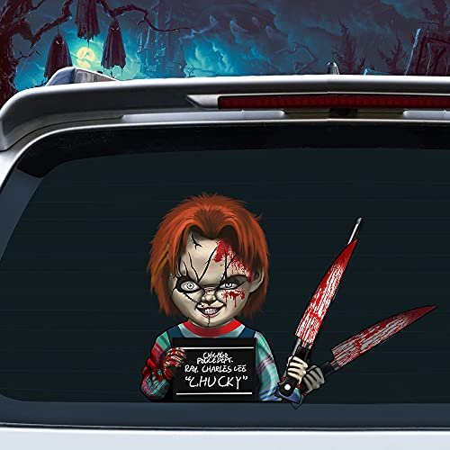 Halloween Rear Wiper Stickers, Nouiroy Michael Masked Killer Waving Wiper Decals 3D Reusable Funny Vinyl Decals Waterproof Rear Window Wiper Decor Vehicle Tags Horror Stickers (Horror Doll)
