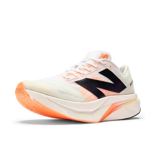 New Balance Men's FuelCell SuperComp Elite V4 Running Shoe, White/Angora/Hot Mango, 10.5 Wide