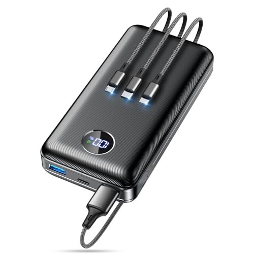 Portable Charger Power Bank - 60,000mAh Battery Pack, 22.5W Fast Charging Phone Charger with USB-C/iOS/Micro-USB Cable, Powerbank for iPhone 17 16 15 14 13 Samsung Google,for Travel Camping Essentials