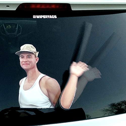 Shrimp Boat Captain Waving WiperTags with Decal for Rear Vehicle Wiper Blades. Detachable and Interchangeable with Hundreds of Designs. Made in USA.